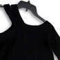 NWT Womens Black Knitted Long Sleeve Cold Shoulder Pullover Sweater Size S image number 4