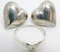 Artisan 925 Sterling Silver Puffy Hear Pendant Necklace Earrings & Ring 14.5g image number 4