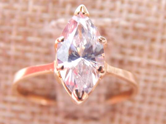 Romantic 14k Yellow Gold Marquise Cut CZ Ring 2.4g image number 3