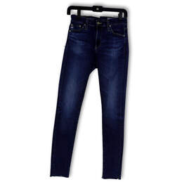 Womens Blue Denim Medium Wash Pockets Stretch Skinny Leg Ankle Jeans Sz 24R