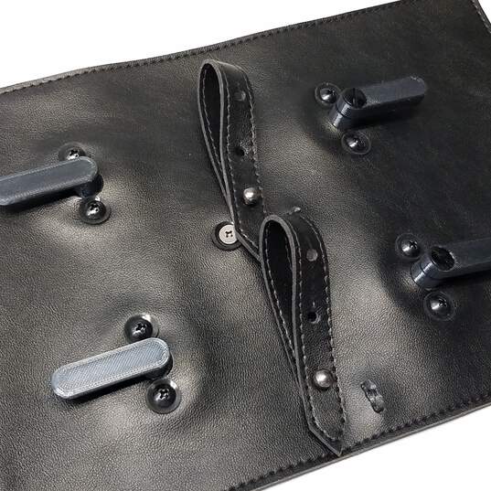 Black Leather Pocket Kit Messenger Pouch image number 2