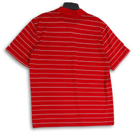 Mens Red White 78 Golf Stay Dry Striped Spread Collar Polo Shirt Size Large alternative image