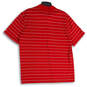 Mens Red White 78 Golf Stay Dry Striped Spread Collar Polo Shirt Size Large image number 2