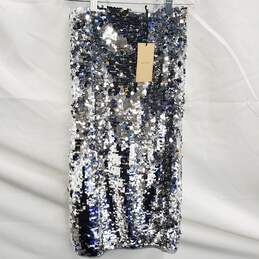 Halogen Women's Silver Sequin Stretch Lined Pencil Skirt Size S Petite NWT