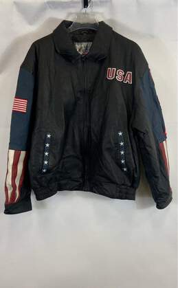 American Leather Black Bomber Jacket - Size XXL