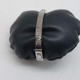 Michael Kors Silver Tone Crystal Hing Bangle Bracelet  40.1g