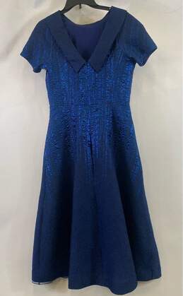 Teri Jon by Rickie Freeman Women Blue Metallic Formal Dress- Sz 6 alternative image