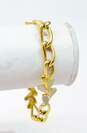 Vintage Trifari Gold Tone Enamel Leaf Chain Bracelet 14.1g image number 3