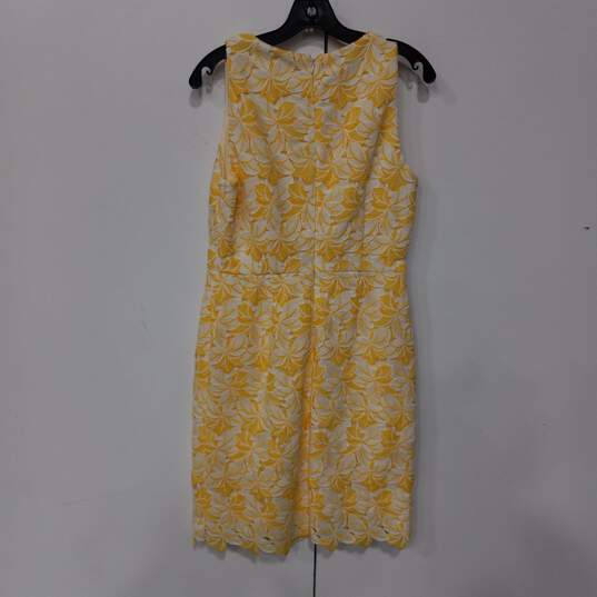 White House Black Market Women's White/Yellow Floral V-Neck Dress Size 8 image number 2