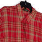 Womens Multicolor Plaid Short Sleeve Collared Button-Up Shirt Size XXL image number 3