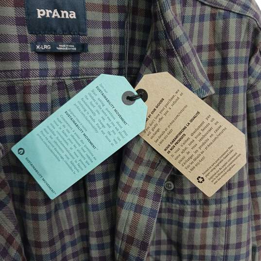 Prana Gray Flannel Button Up Shirt Men's Size XL image number 4
