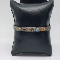 L. Mora Sterling Silver Asst. Gemstone 6" Cuff Bracelet 17.7g