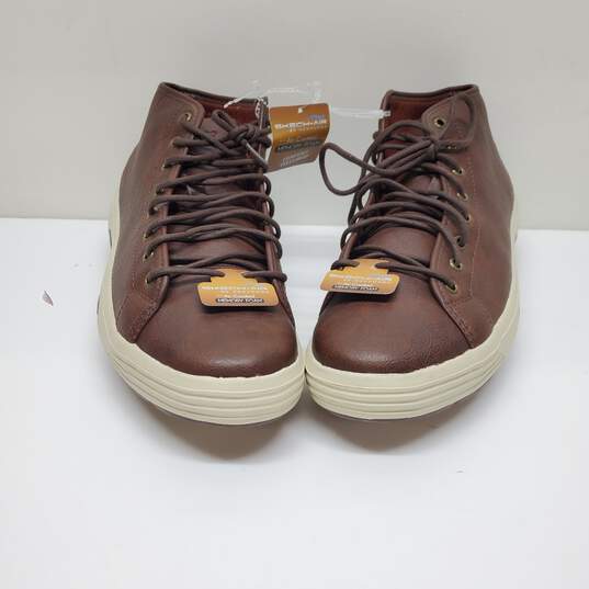 Skechers Men's Air Cooled Memory Foam Brown Leather High Top Sneakers Size 12 image number 4