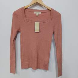 Women’s Michael Kors Square Neck Fitted Long-Sleeve Cropped Top Sz S NWT