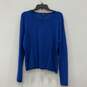 Womens Blue Round Neck Long Sleeve Knitted Pullover Sweater Size XL image number 1