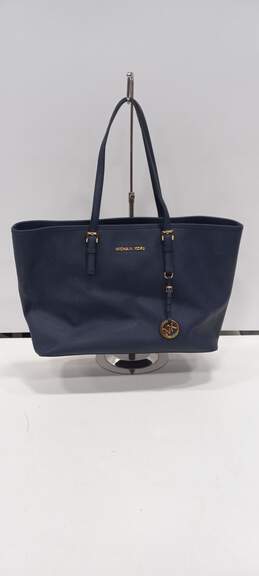 Michael Kors Navy Blue Satchel Tote Style Handbag