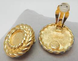 Vintage Givenchy Goldtone Cable Rope Textured Circle Clip On Earrings alternative image