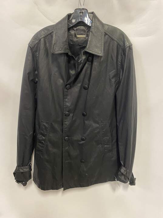 John Varvatos Men Black Leather Jacket XL image number 1