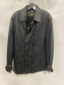 John Varvatos Men Black Leather Jacket XL
