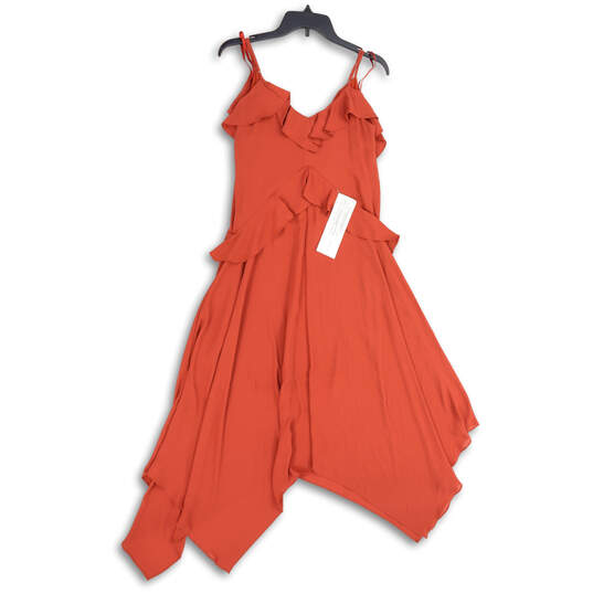 NWT Womens Orange Ruffle Spaghetti Strap Fit & Flare Dress Size XXS image number 1