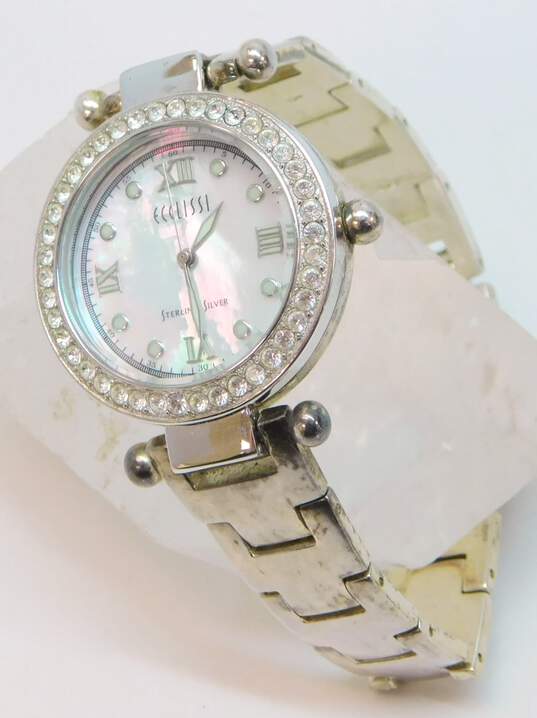 Ecclissi 22340 Sterling Silver Case & Mother Of Pearl & Rhinestone Dial image number 1
