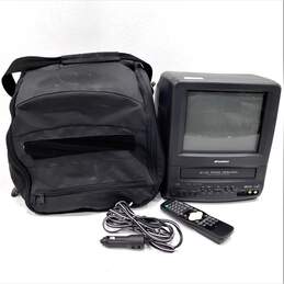 Sansui COM0961B Portable CRT TV W/ VHS Player Retro Gaming W/ Remote & Case
