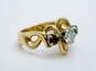 Vintage 14K Yellow Gold 0.56 CT Round Diamond Emerald Garnet Freeform Ring 7.0g image number 3