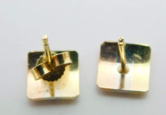 Elegant 14K Tri Color Gold Textured Stud Earrings 1.4g image number 5