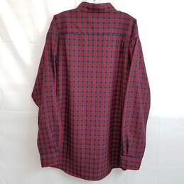 Pendleton fine knit burgundy red plaid button up shirt men's XL long alternative image