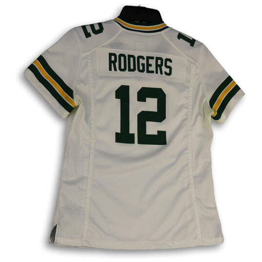 Mens White Green Bay Packers Aaron Rodgers #12 Jersey Size Medium image number 2