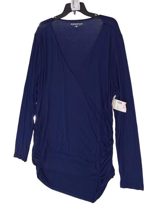 NWT Womens Navy Blue Nursing Crossover Long Sleeve Blouse Top Size XXL Plus image number 5