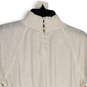 Womens White Smocked Mock Neck Long Sleeve Pullover Blouse Top Size Small image number 3