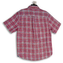 Mens Pink Plaid Spread Collar Short Sleeve Button-Up Shirt Size Medium alternative image