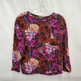 VTG Karen Kane Multi Color Floral Padded Shoulder Blouse Size 6