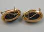 14K Yellow Gold Onyx Cabochon Oval Omega Clip Post Earrings 6.5g image number 5