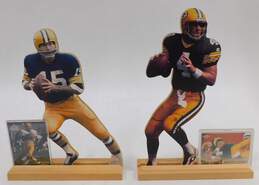 NFL Green Bay Packers Bart Starr and Brett Favre Standees with Trading Cards (2)