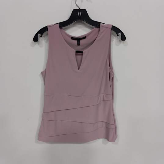 White House Black Market Women's Lavender Tiered Closed V-Neck Blouse Top Size S image number 2