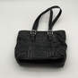 Womens Black Leather Inner Pockets Adjustable Double Handed Tote Bag image number 2