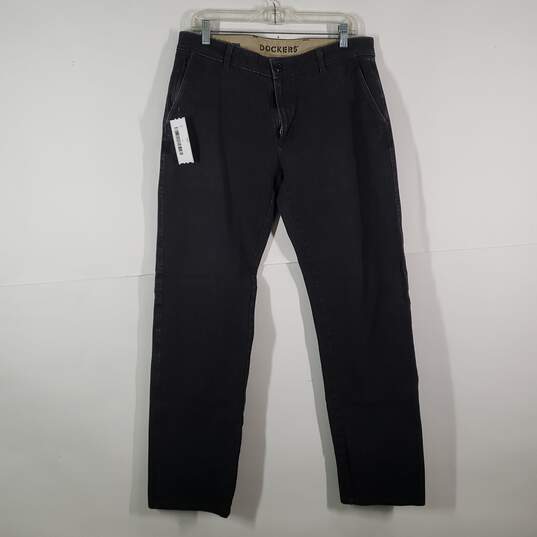 Mens Regular Fit Flat Front Slash Pockets Straight Leg Chino Pants Size 34X34 image number 1