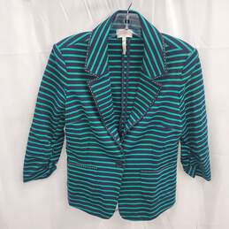 Laundry by Shelli Segal Women's Green & Navy Striped Blazer Size 8