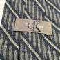Mens Black Gray Striped Silk Four In Hand Adjustable Pointed Necktie image number 3