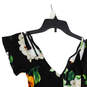 Womens Black Floral Cap Sleeve Back Zip Knee Length Fit & Flare Dress Size 2 image number 4