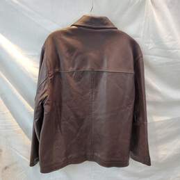 Claiborne Lambskin Brown Genuine Leather Full Zip Jacket Size L alternative image