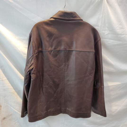 Claiborne Lambskin Brown Genuine Leather Full Zip Jacket Size L image number 2