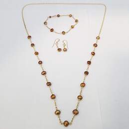 14K/Gold Filled FW Pearl Jewelry Set 3Pcs 10.4g