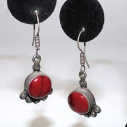 Bundle Of 3 Sterling Silver Red Accent Earrings - 20.3g alternative image