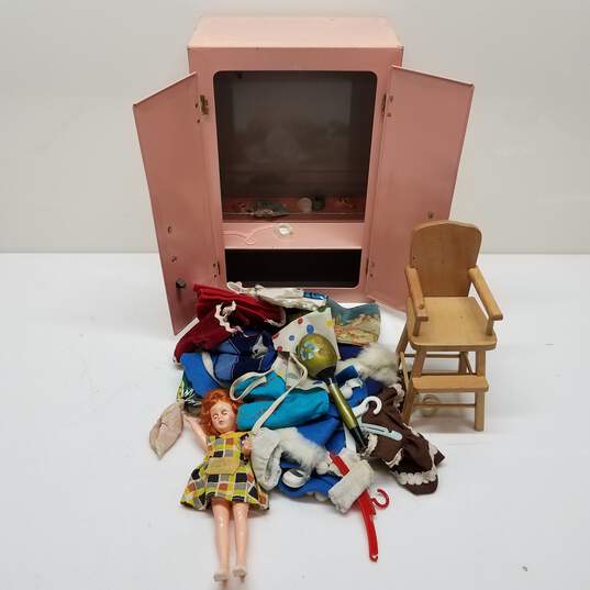 Vintage Doll Wardrobe Locker W/Doll and Accessories Unsorted image number 1