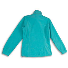 Womens Blue Long Sleeve Mock Neck Full-Zip Fleece Jacket Size Small
