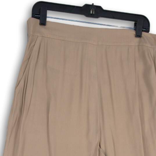NWT Leith Womens Tan Elastic Waist Slash Pocket Wide Leg Ankle Pants Size L image number 3