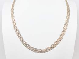 Artisan 925 Herringbone Multi-Strand Weaved Necklace w/Swirl Post Earrings 22.7g alternative image